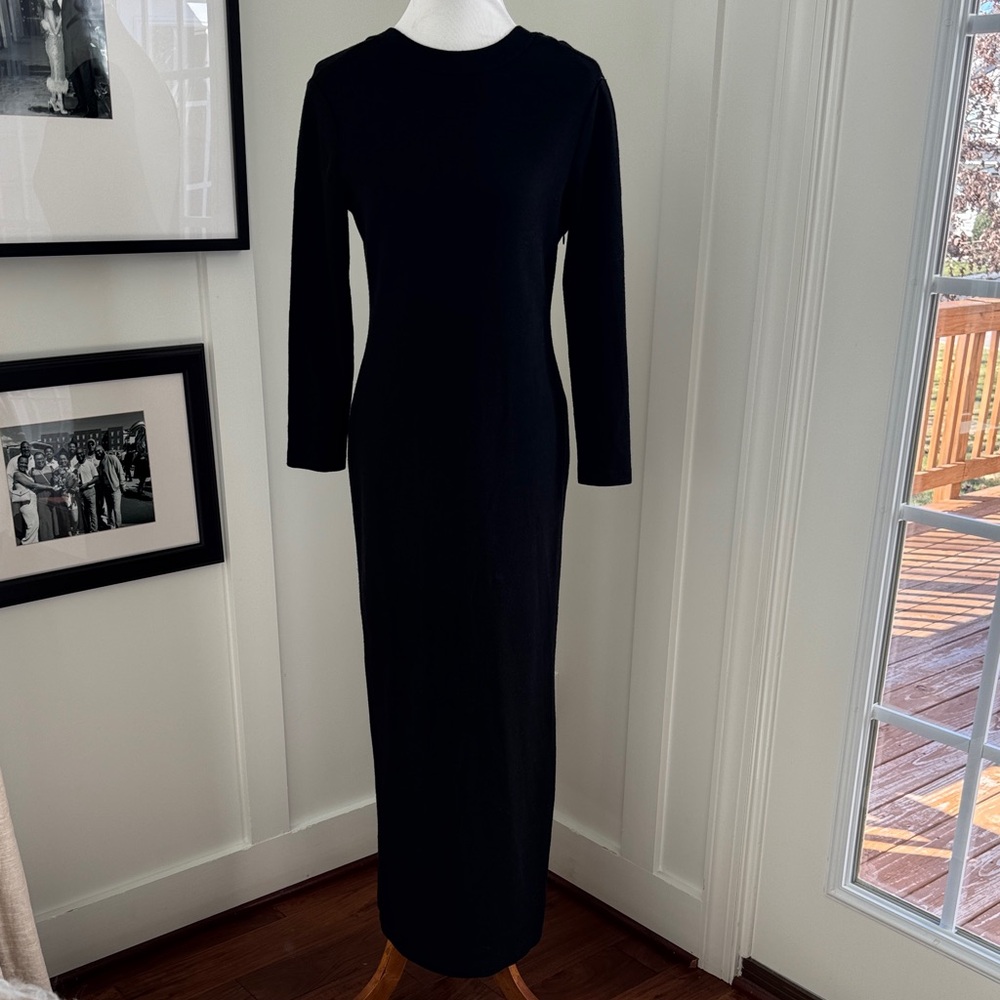 Classic Black Long-Sleeve Maxi Dress